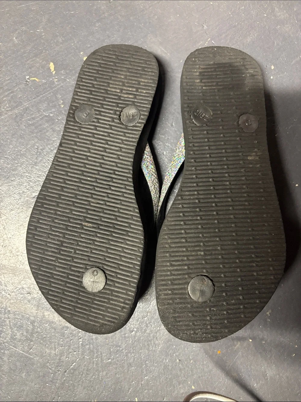 Havaianas Black Flip Flops with Sparkle Straps